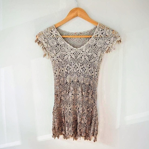 Source Unknown Tops - Cottagecore Crochet Beach Coastal Cowgirl Boho Indie Festival Ombre Summer Shirt